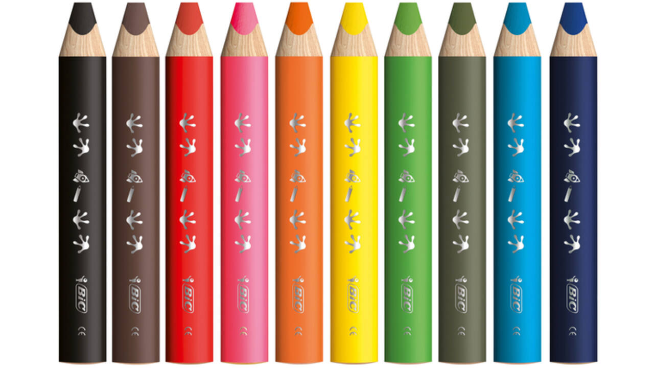 Kleurpotloden BicKids Multi Surface inclusief puntenslijper assorti pak à 10 stuks