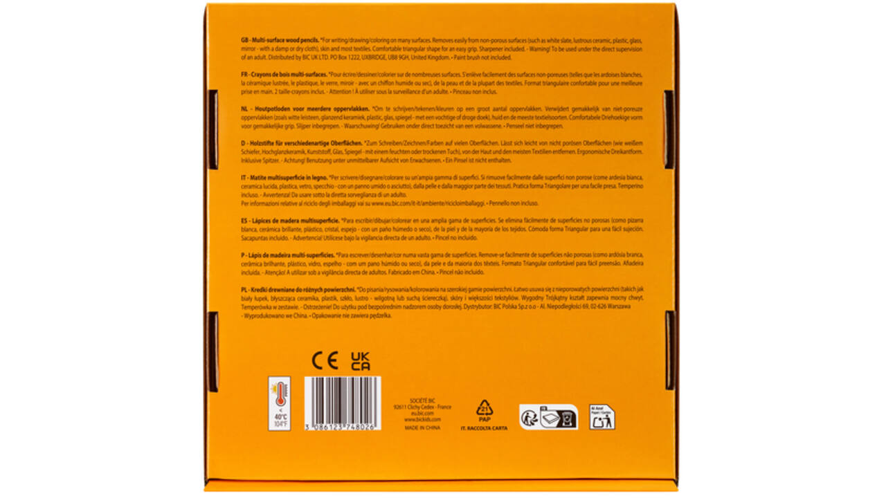 Kleurpotloden Bickids Multi Surface Class incl 2 puntenslijpers assorti 10 kleuren pak à 40 stuks