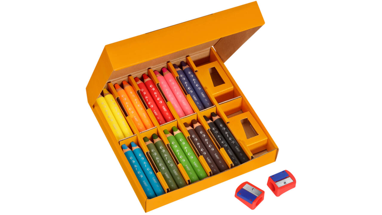 Kleurpotloden Bickids Multi Surface Class incl 2 puntenslijpers assorti 10 kleuren pak à 40 stuks