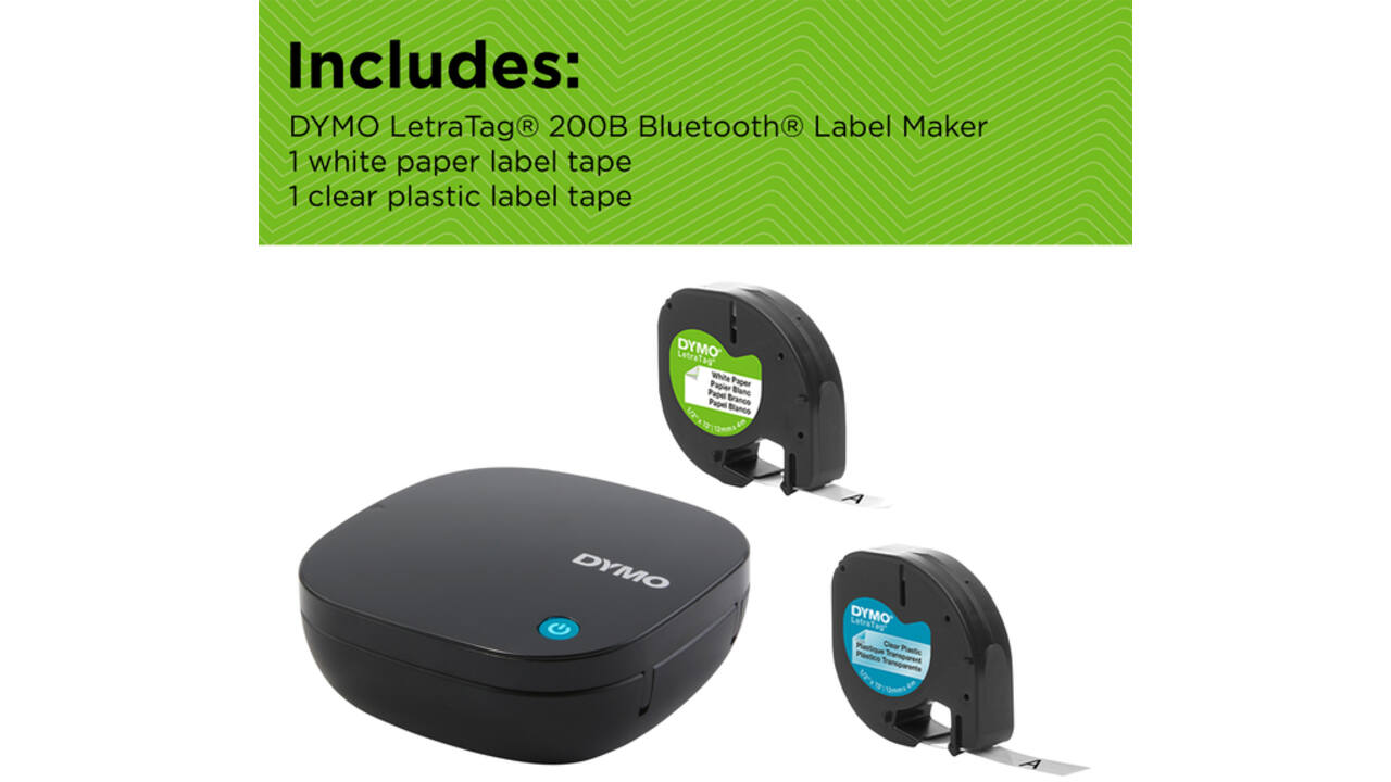 Labelprinter Dymo LetraTag 200B draagbaar bluetooth 12mm zwart promopack