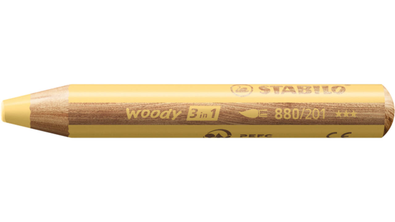 Kleurpotloden STABILO 880 woody 3 in 1 multitalent pastel geel