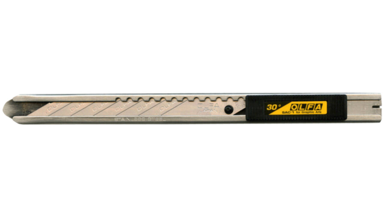 Snijmes Olfa SAC-1 9mm met metalen houder blister à 1 stuk