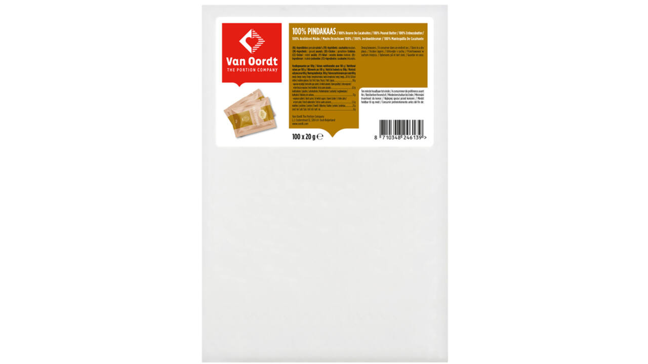 Pindakaas van Oordt 100% 100x20 gram