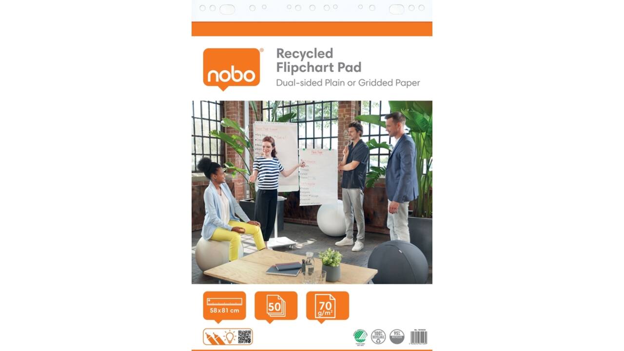 Flipoverpapier Nobo Gerecycled 58x81cm dubbelzijdig rol