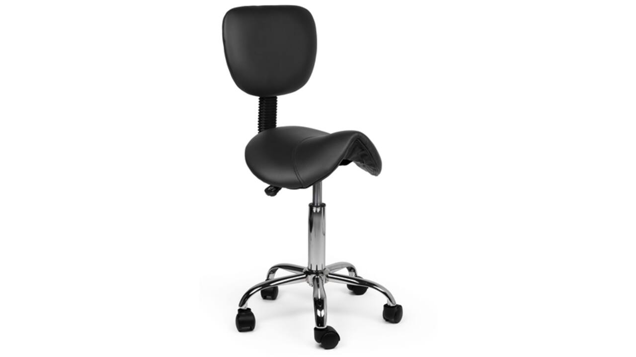 Zadelkruk Office rugleuning laag harde wielen zw