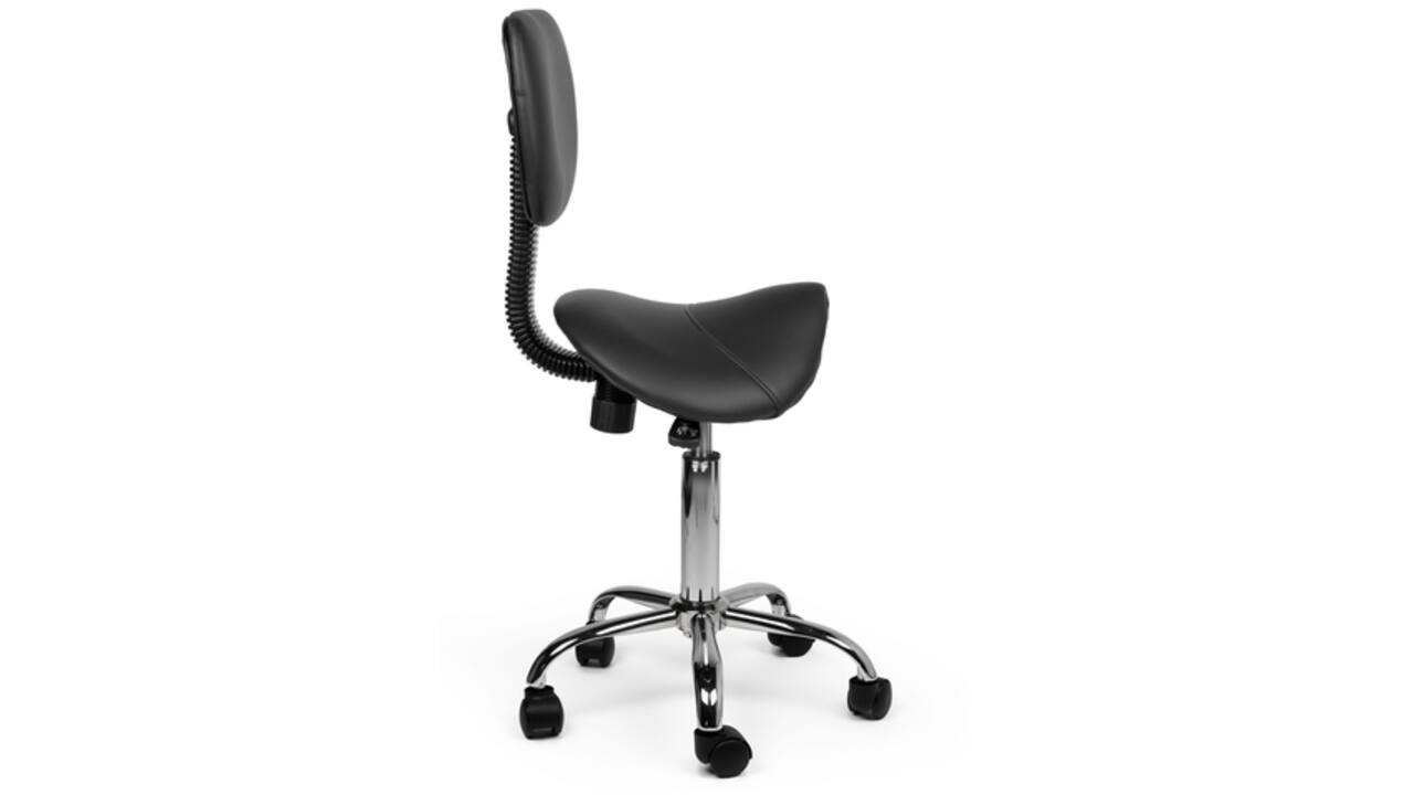 Zadelkruk Office rugleuning laag harde wielen zw