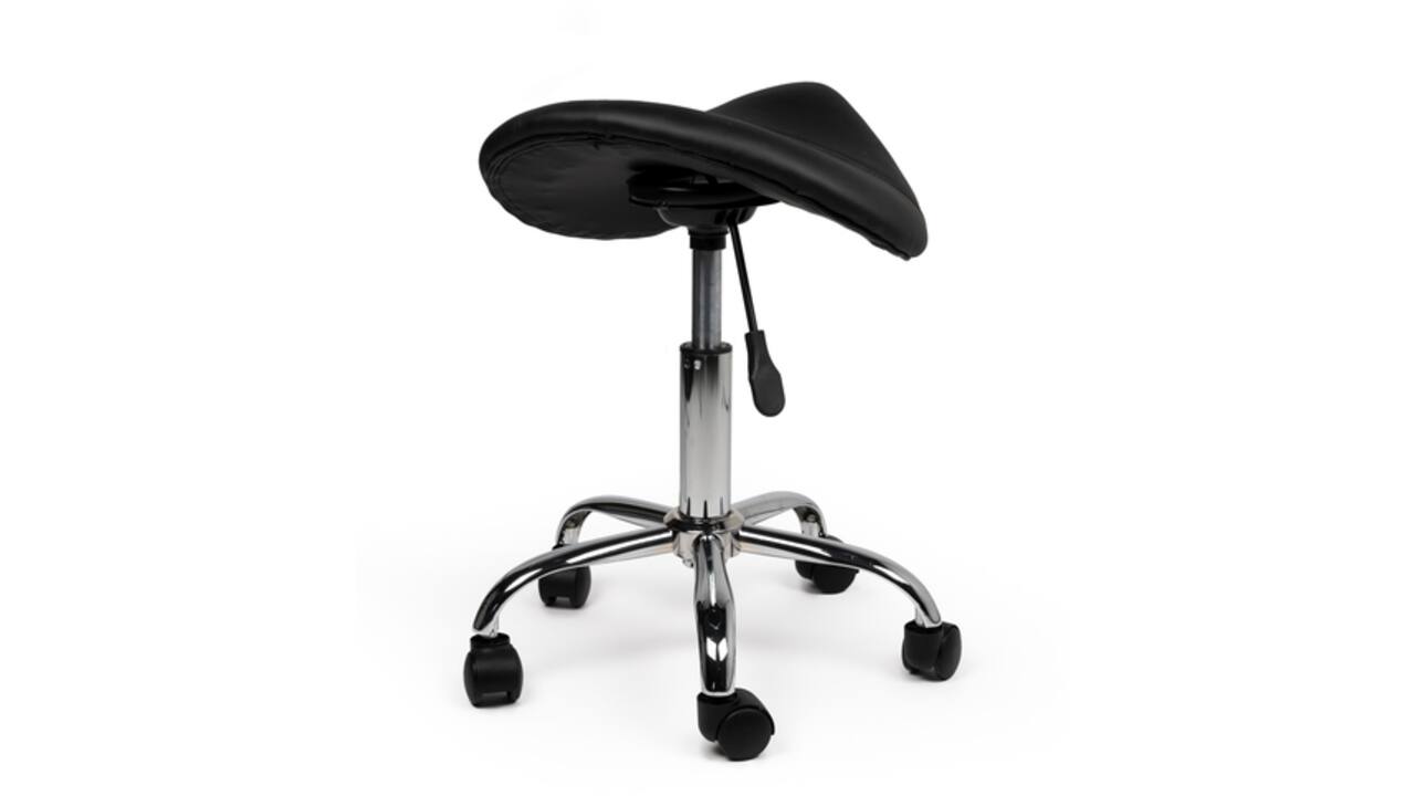 Zadelkruk Office laag harde wielen zw