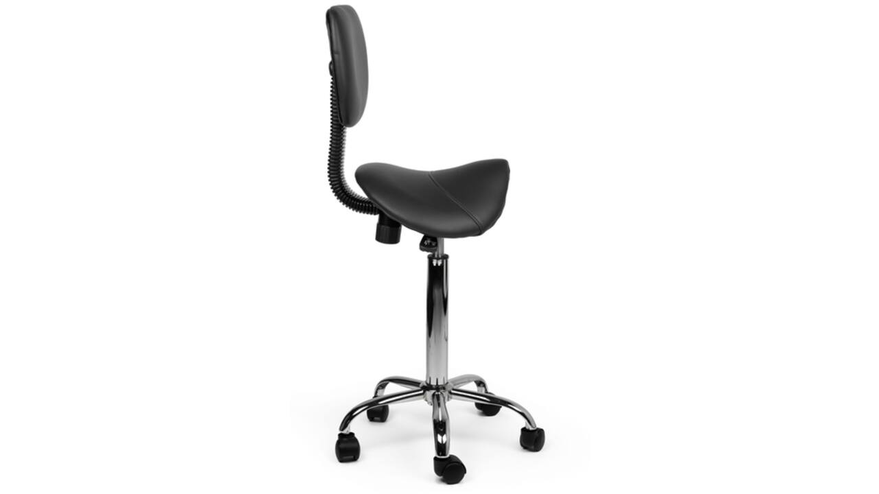 Zadelkruk Office rugleuning medium harde wielen zw