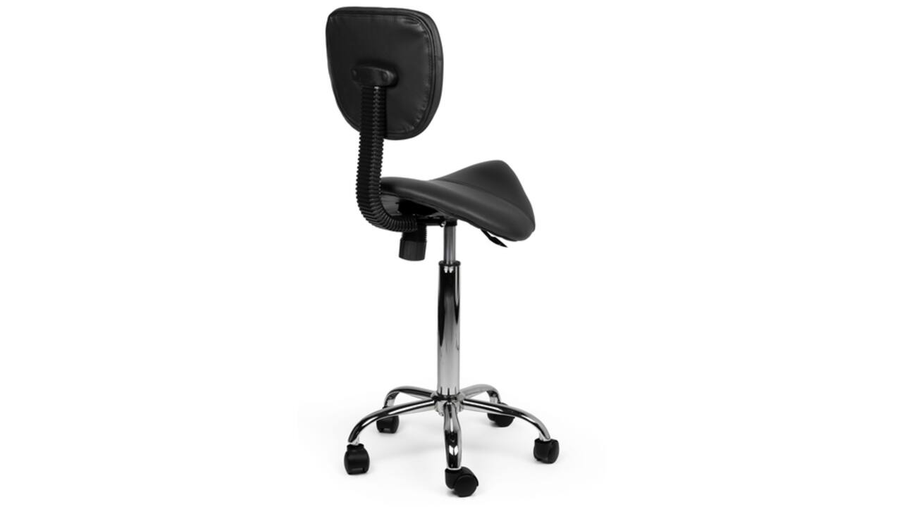 Zadelkruk Office rugleuning medium harde wielen zw