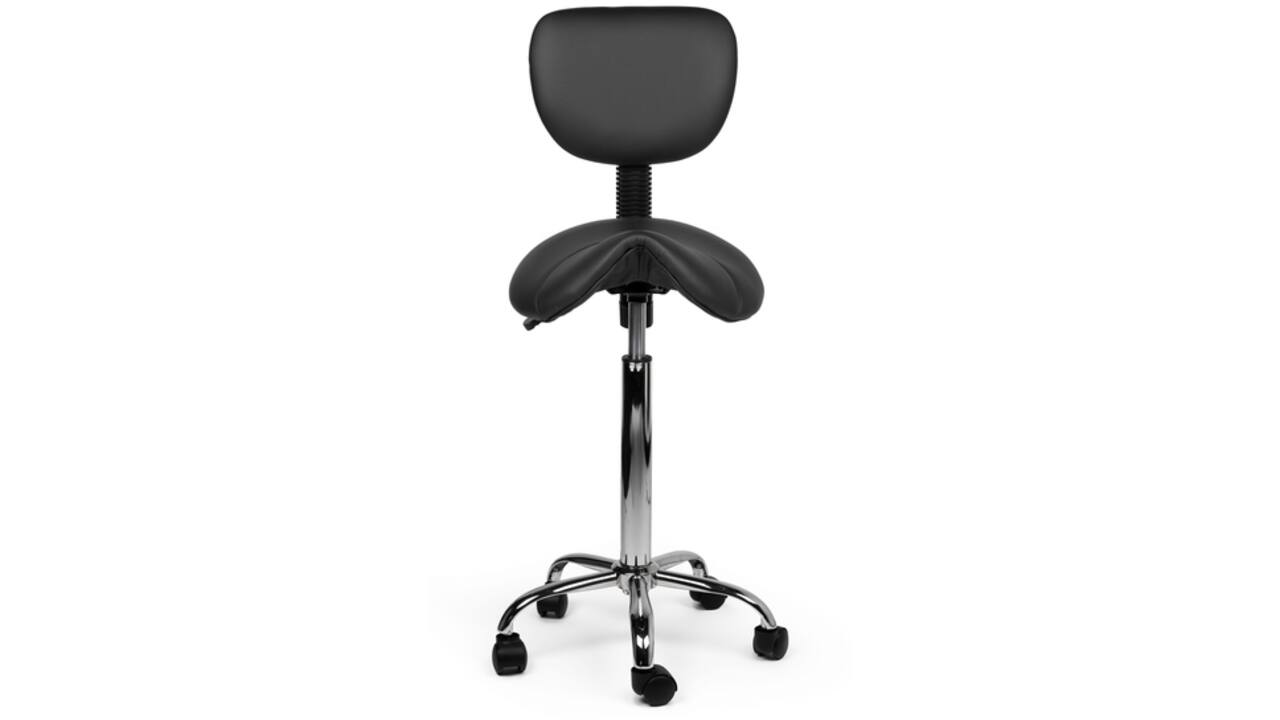 Zadelkruk Office rugleuning hoog harde wielen zw