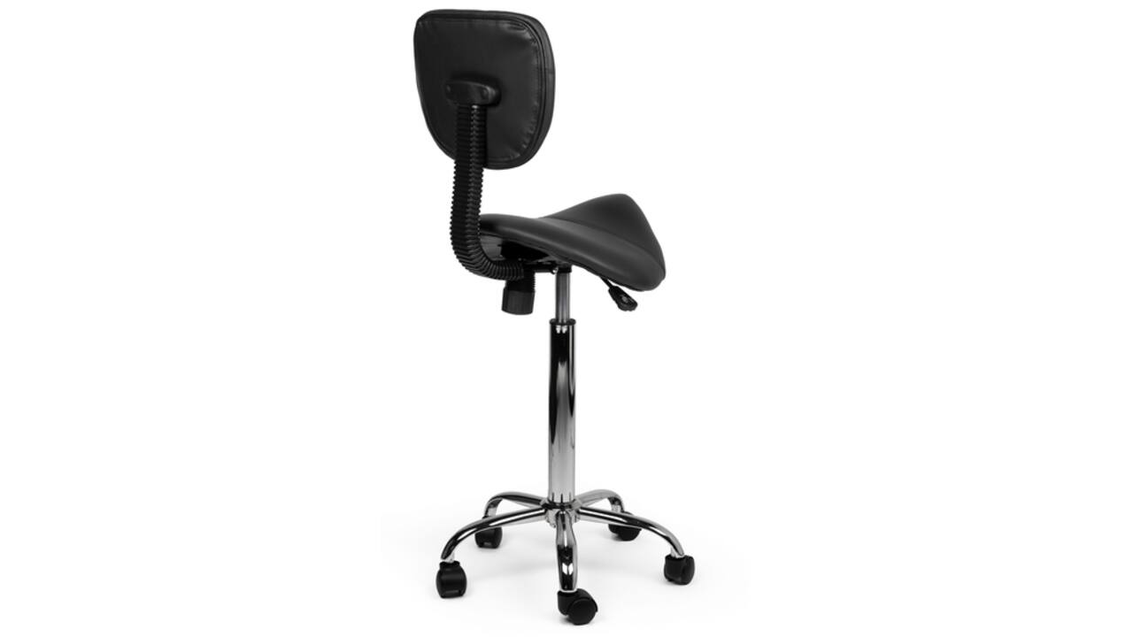 Zadelkruk Office rugleuning hoog harde wielen zw