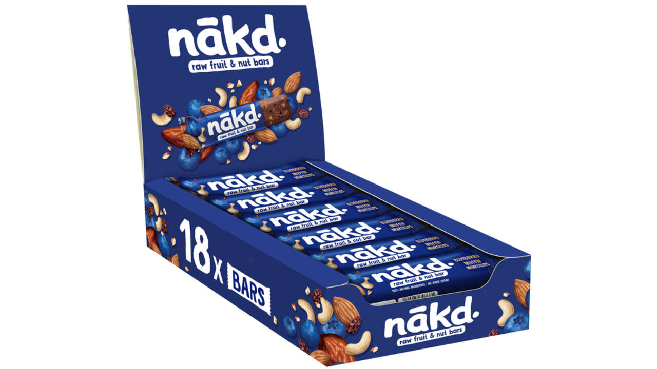 Fruit- en notenreep NAKD blueberry muffin 18x35 gram