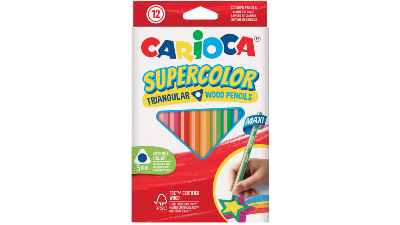 Kleurpotlood Carioca Supercolor Triangular set à 12 kleuren