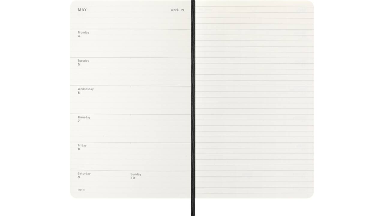 Agenda 2025 Moleskine 12M Planner Weekly 7dagen/1pagina large sc black