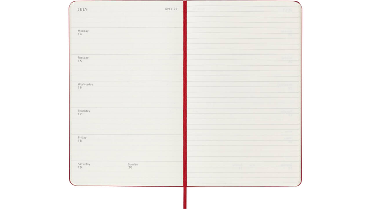 Agenda 2025 Moleskine 12M Planner Weekly 7dagen/1pagina large hc scarlet red