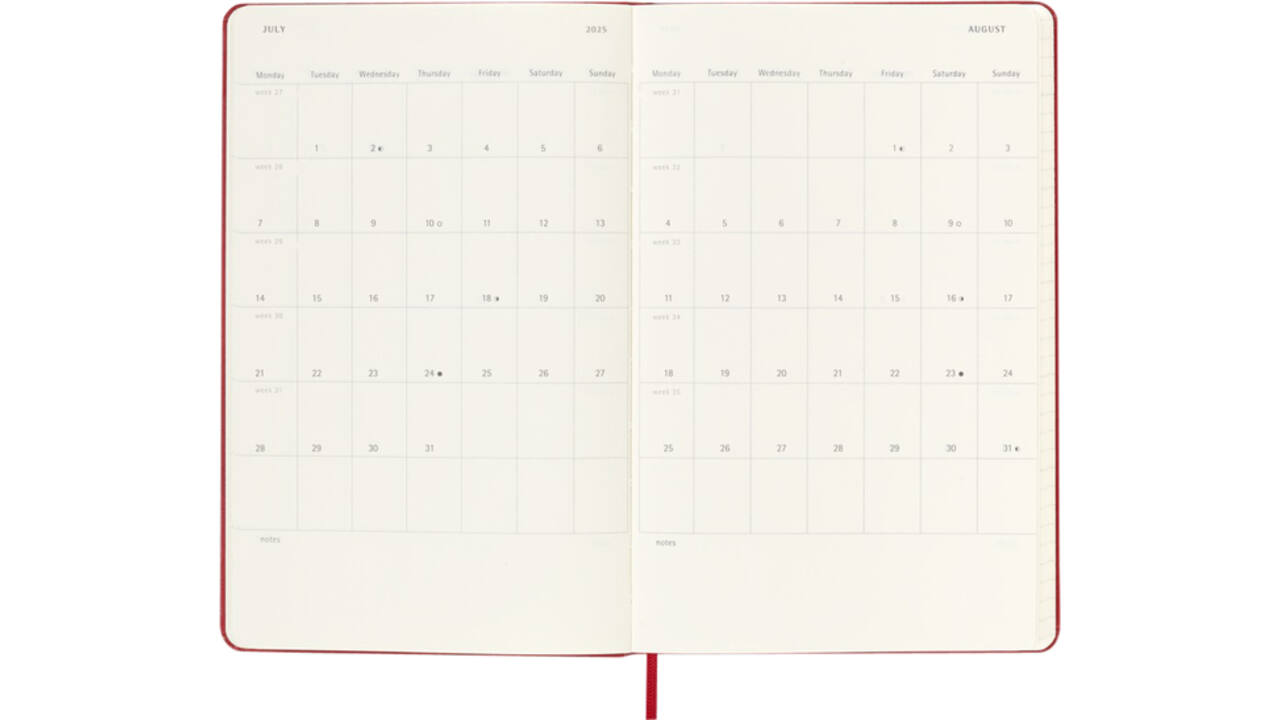 Agenda 2025 Moleskine 12M Planner Weekly 7dagen/1pagina large hc scarlet red