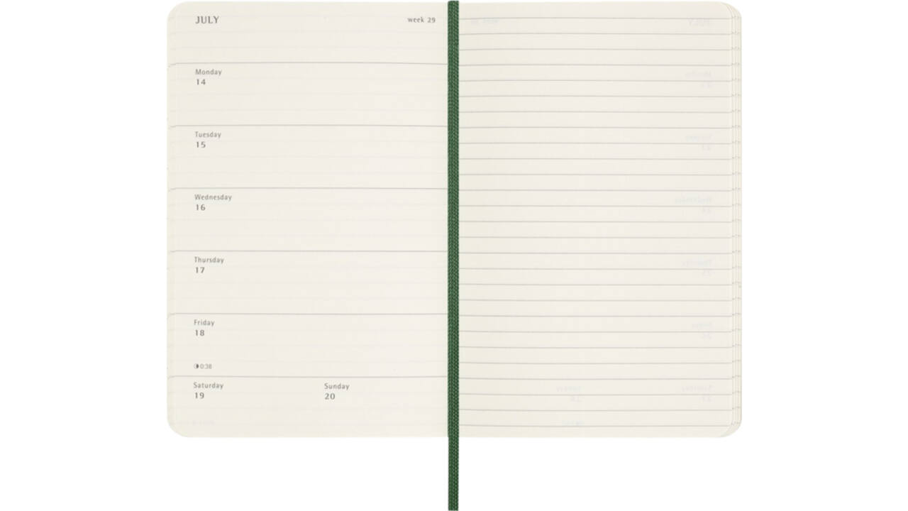 Agenda 2025 Moleskine 12M Planner Weekly 7dagen/1pagina pocket sc myrtle green