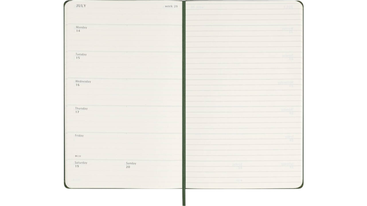 Agenda 2025 Moleskine 12M Planner Weekly 7dagen/1pagina large hc myrtle green