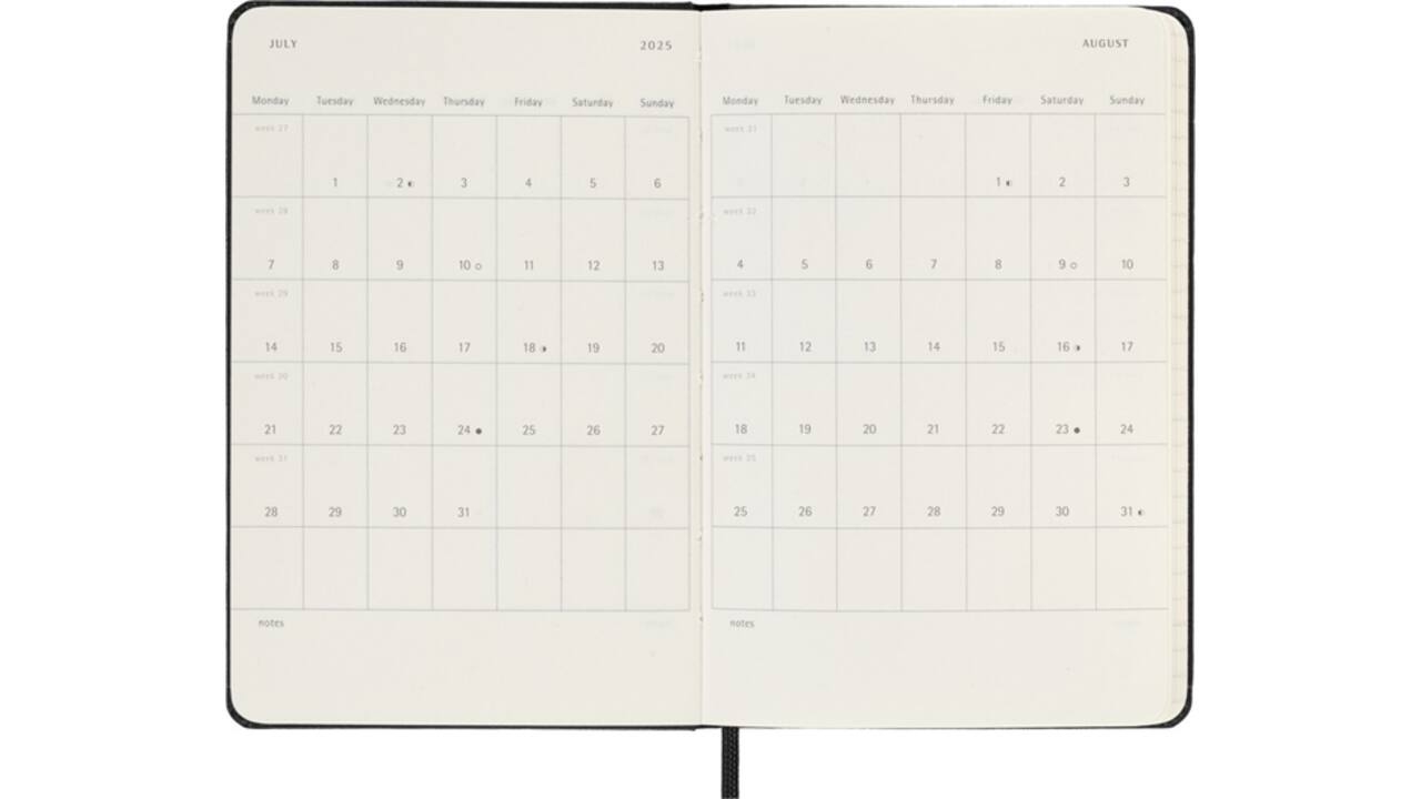 Agenda 2025 Moleskine 12M Planner Weekly 7dagen/2pagina's pocket hc black