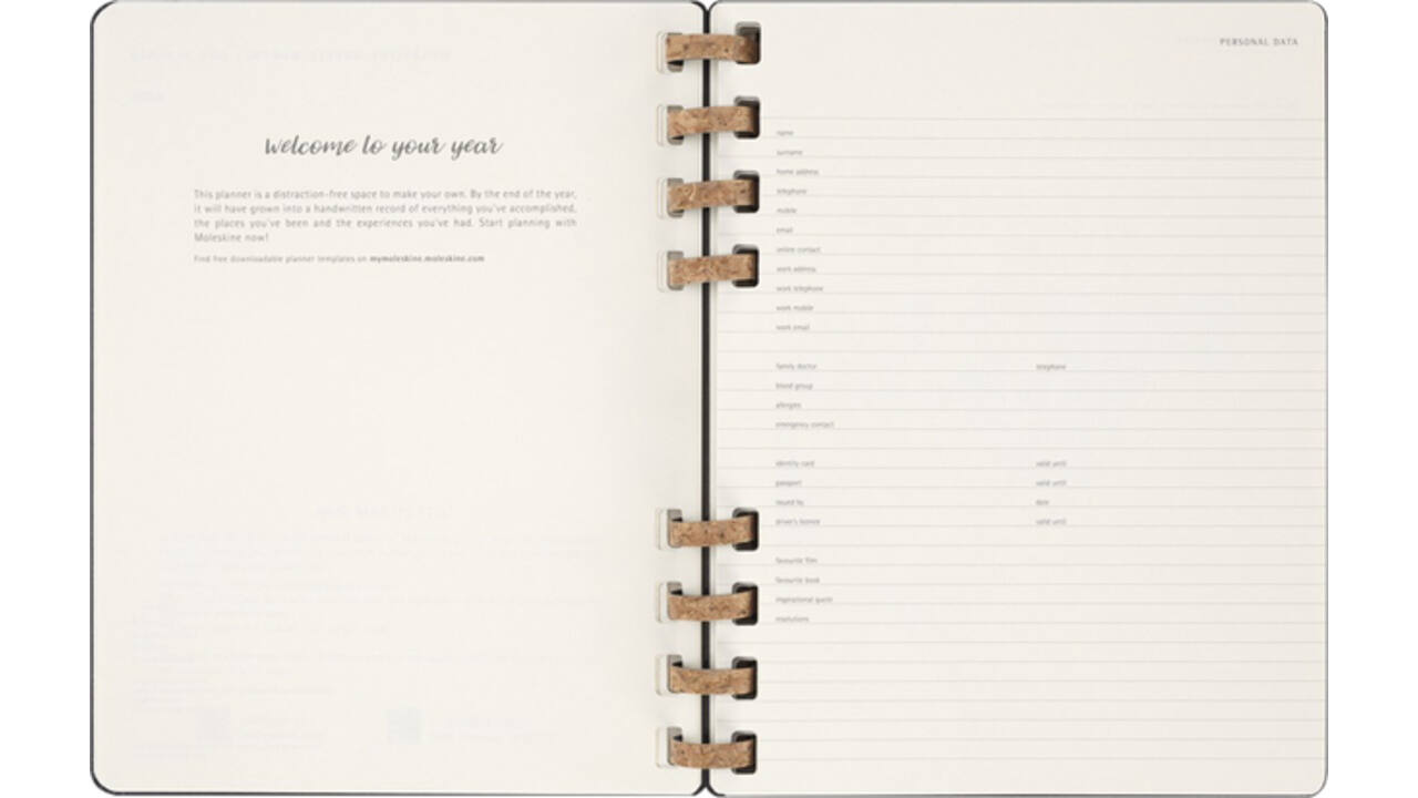 Life planner 2025 Moleskine 12M Spiral 7dagen/2pagina's extra large hc black