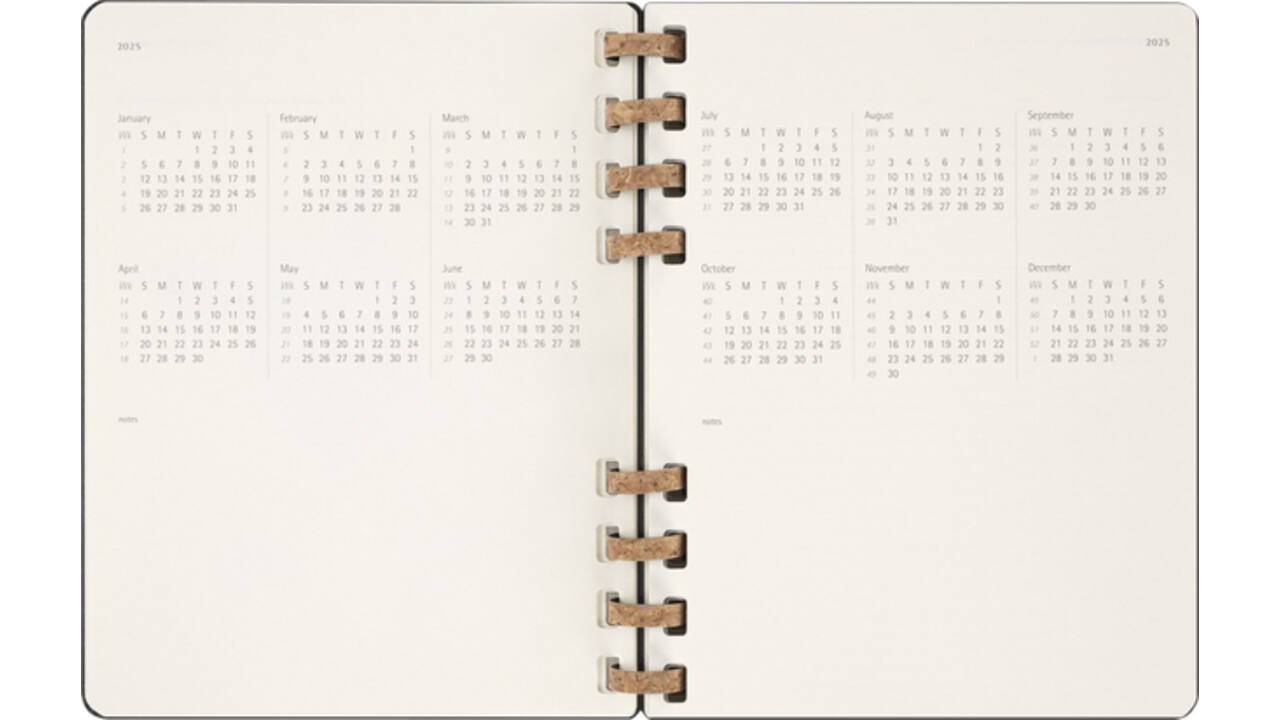 Life planner 2025 Moleskine 12M Spiral 7dagen/2pagina's extra large hc black