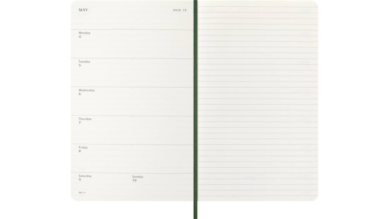 Agenda 2025 Moleskine 12M Planner Weekly 7dagen/1pagina large sc myrtle green