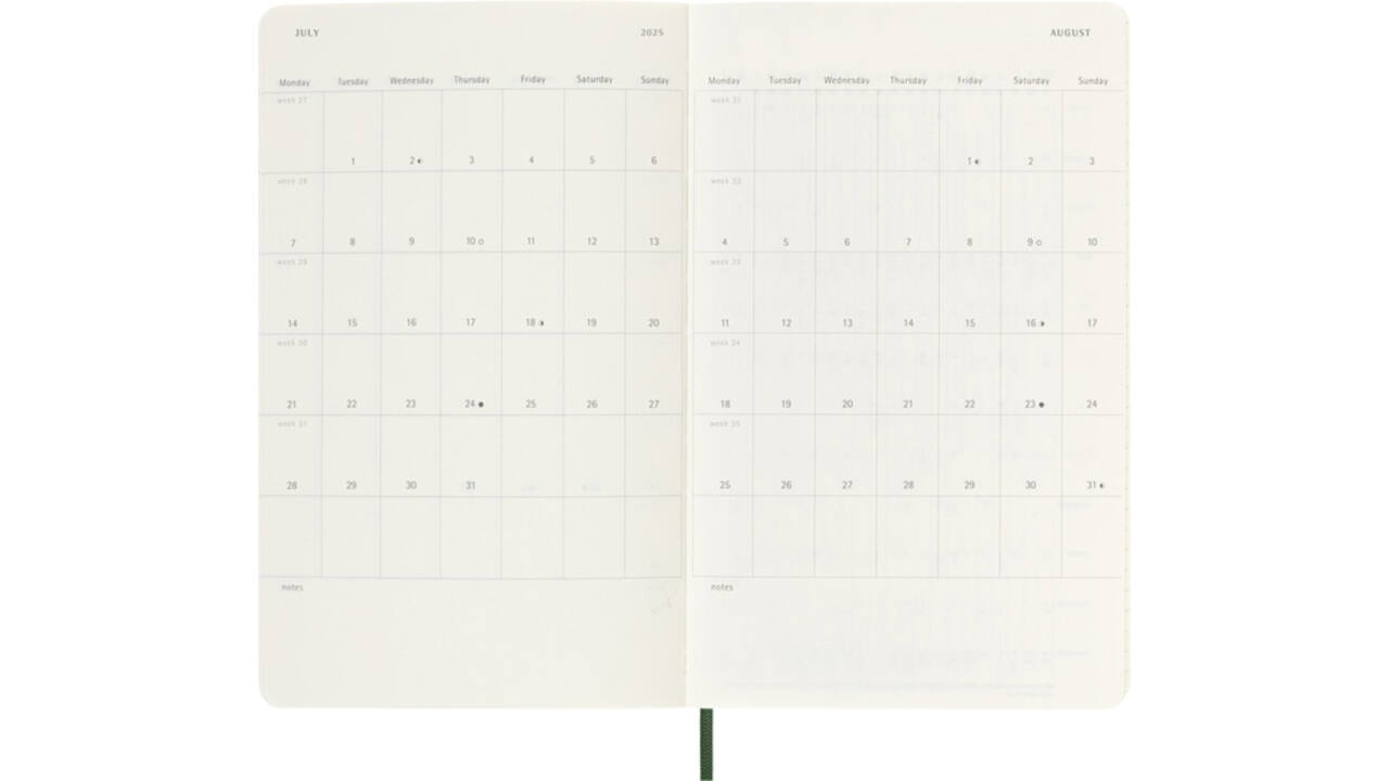 Agenda 2025 Moleskine 12M Planner Weekly 7dagen/1pagina large sc myrtle green