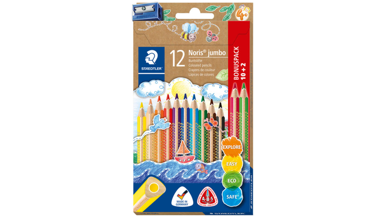 Kleurpotloden Staedtler Noris jumbo set à 10+2 kleuren gratis