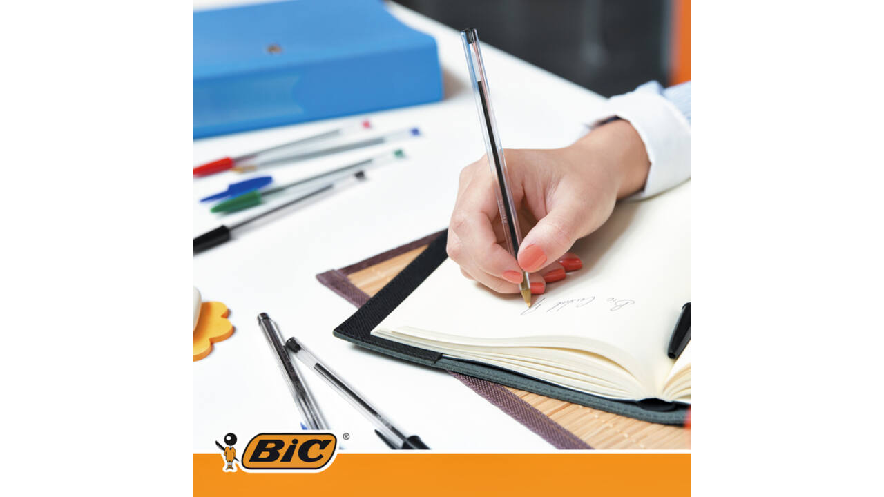 Balpen Bic Cristal medium zwart blister à 10 stuks