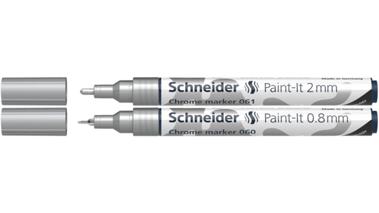 Viltstift Schneider Paint-it 060 - 061 2.0mm en 0.8mm mtl chrome 2st
