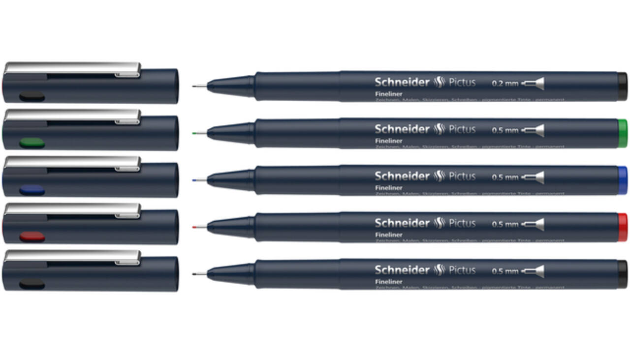 Fineliner Schneider Pictus assorti etui à 5 stuks