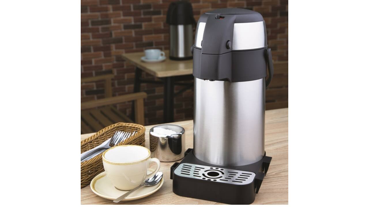 Thermoskan Olympia met pomp 2.5 liter rvs