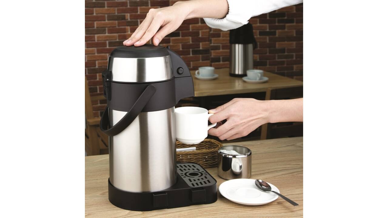 Thermoskan Olympia met pomp 2.5 liter rvs