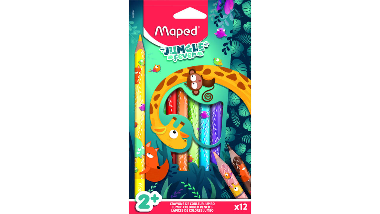 Kleurpotlood Maped Jungle Fever Jumbo set à 12 kleuren