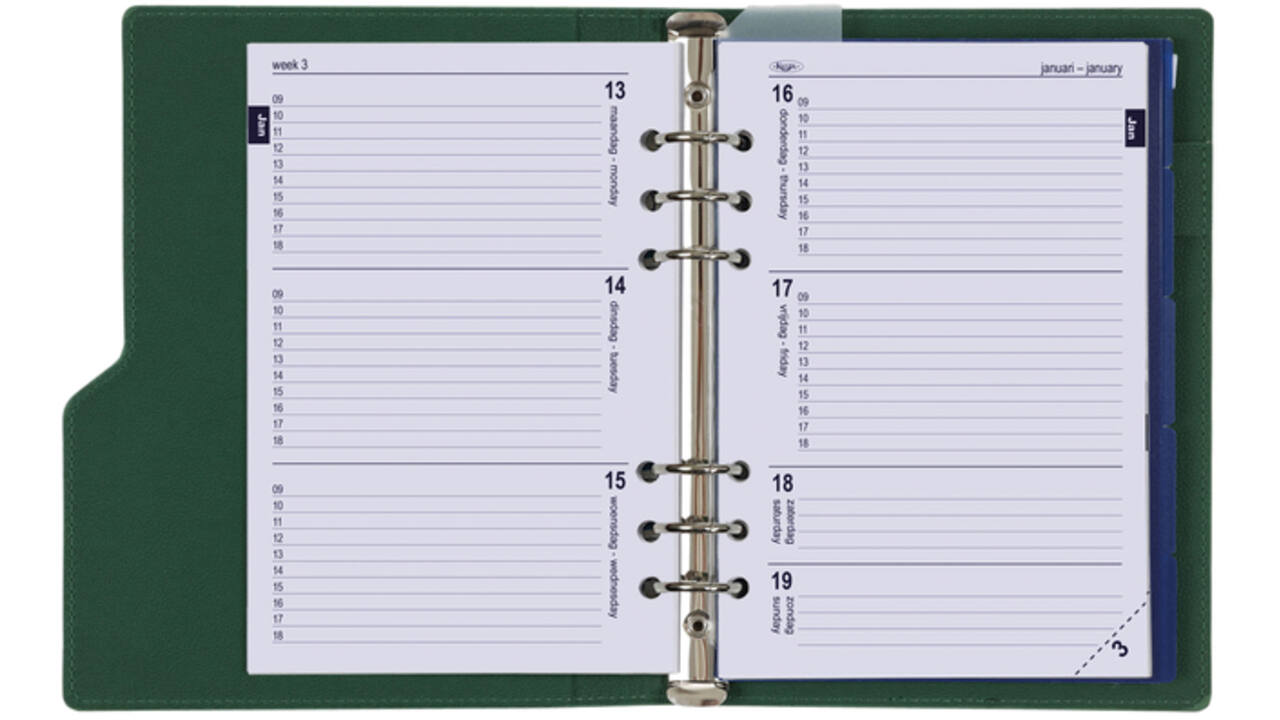 Organizer Kalpa Clipbook A5 inclusief agenda 2025-2026 7dagen/2pagina's groen