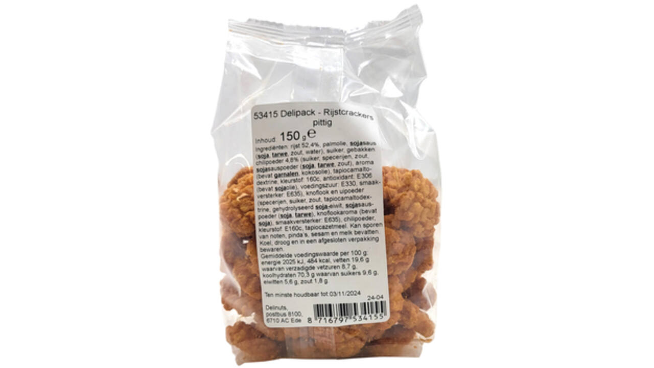 Rijstcrackers Delinuts chili zak 150 gram