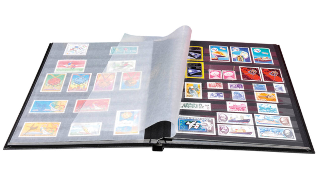Postzegelalbum Exacompta 22.5x30.5cm 16 zwarte pagina's zwart