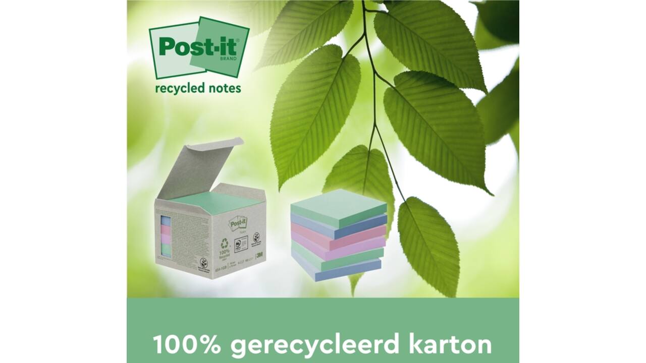 Memoblok 3M Post-it 654 RSSCOL 76x76mm assorti kleur 3+1 gratis