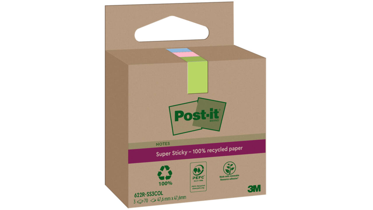 Memoblok 3M Post-it 622 RSS3COL 47.6x47.6mm assorti kleur