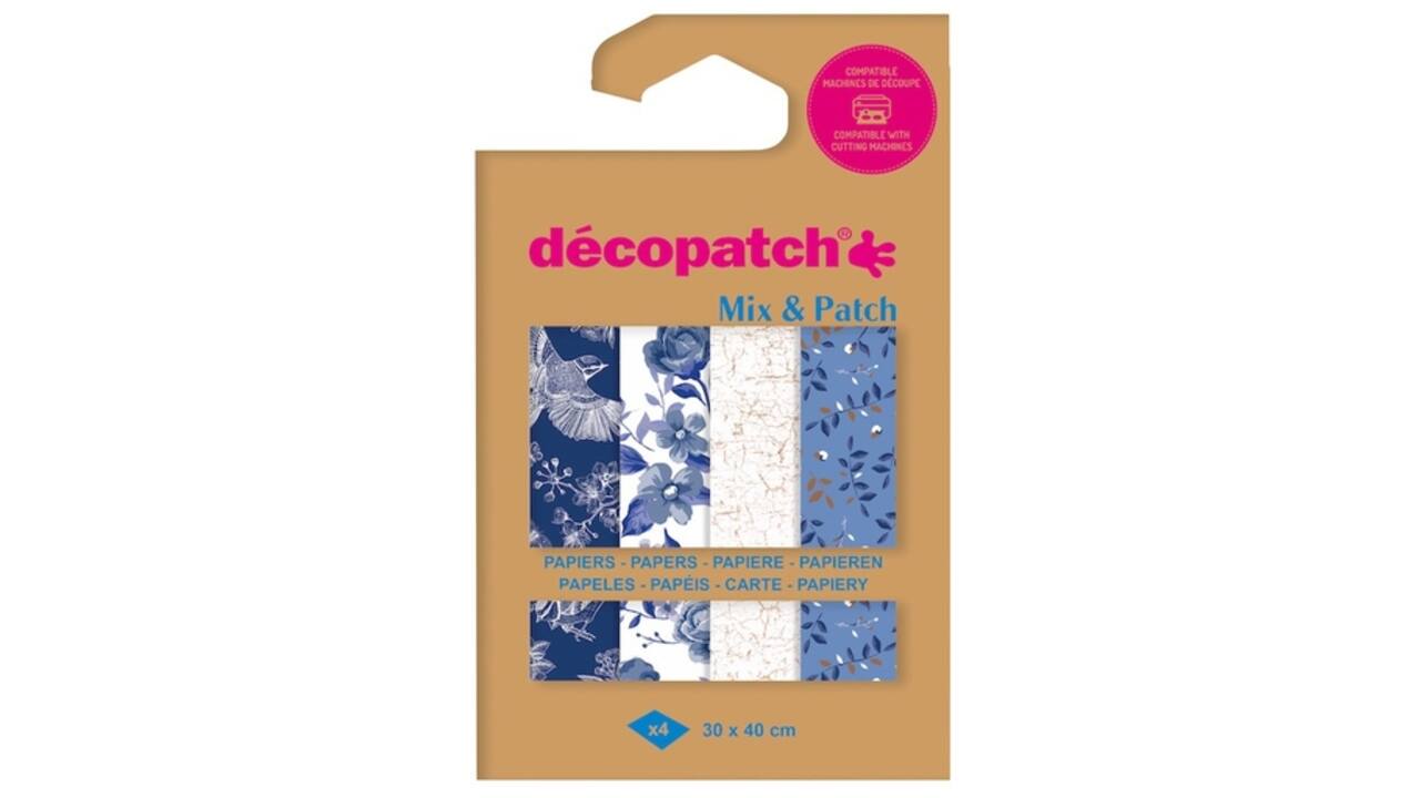 Hobbypapier Décopatch 30x40cm set à 4 vel thema Shades of Blue