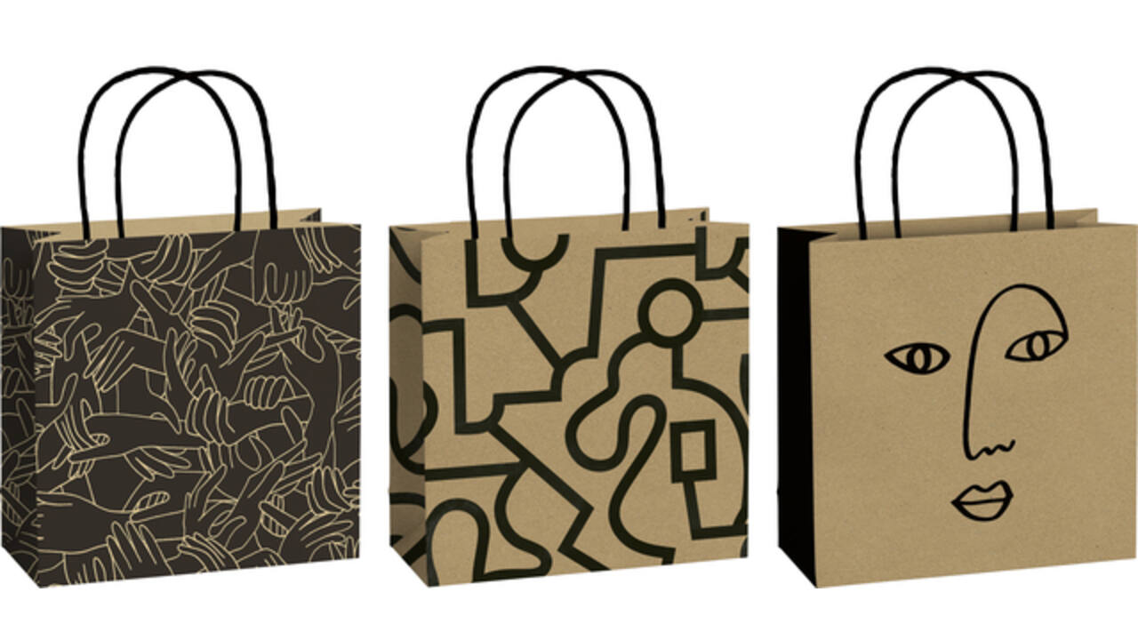 Cadeautasjes Stewo Mindful 20x20x8cm set à 3 desins