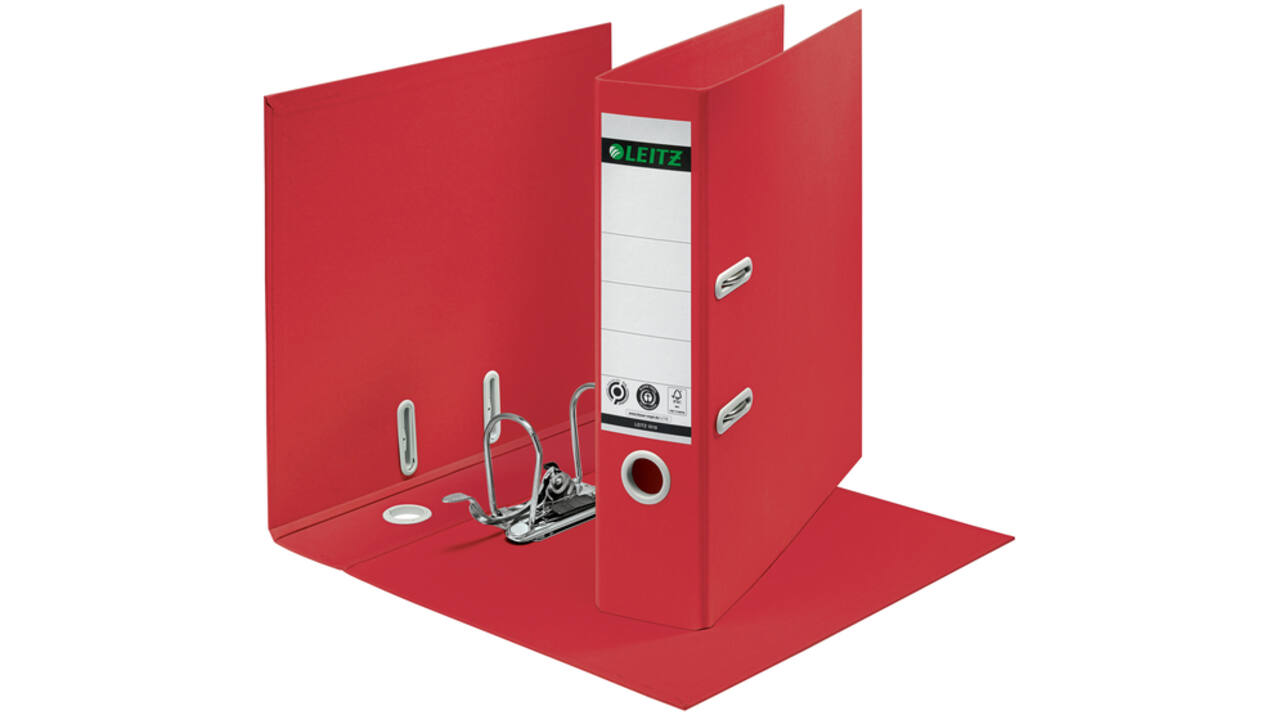Ordner Leitz 180° Recycle 80 mm karton A4 rood