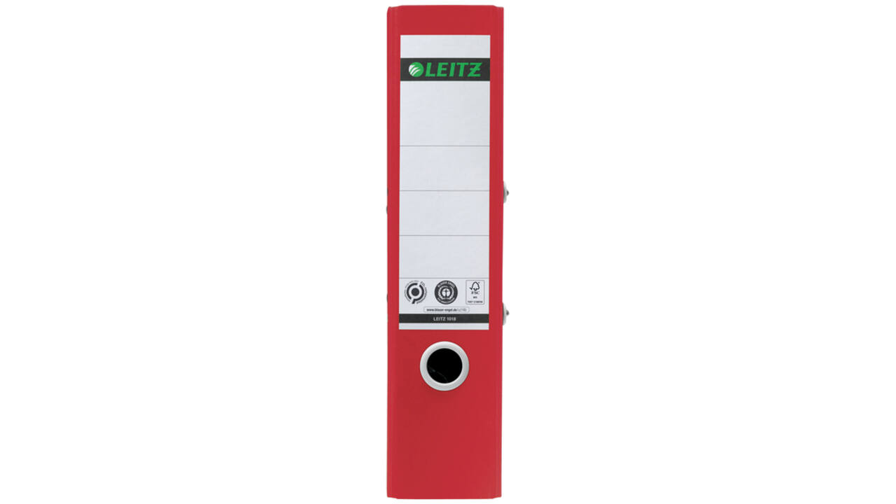 Ordner Leitz 180° Recycle 80 mm karton A4 rood