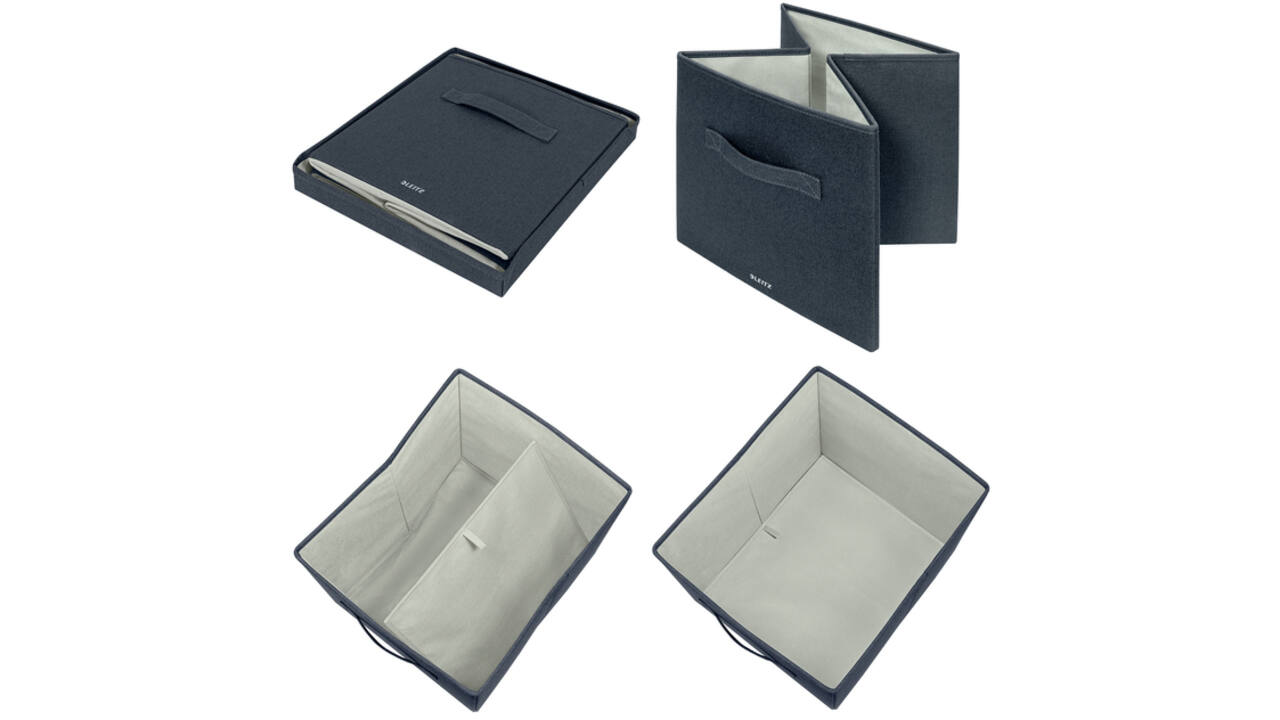 Opbergdoos Leitz gestoffeerd met deksel 330x325x380mm grijs 2 st