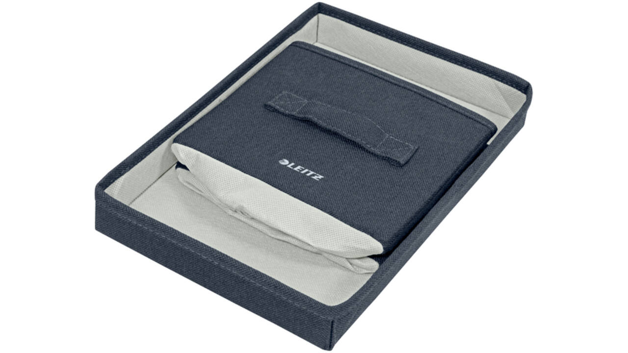 Opbergdoos Leitz gestoffeerd met deksel 190x160x285mm grijs 2 st