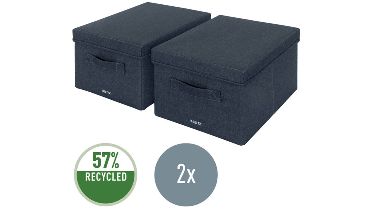Opbergdoos Leitz gestoffeerd met deksel 285x203x380mm grijs 2 st