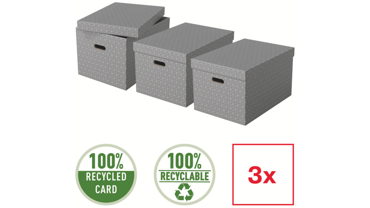 Opbergdoos Esselte home groot 355x305x510mm grijs 3 stuks