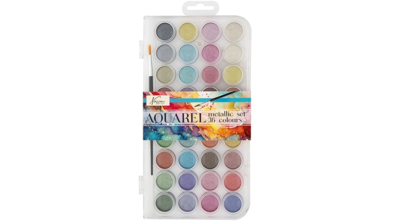 Aquarelverf Nassau fine art doos à 36 metalic napjes