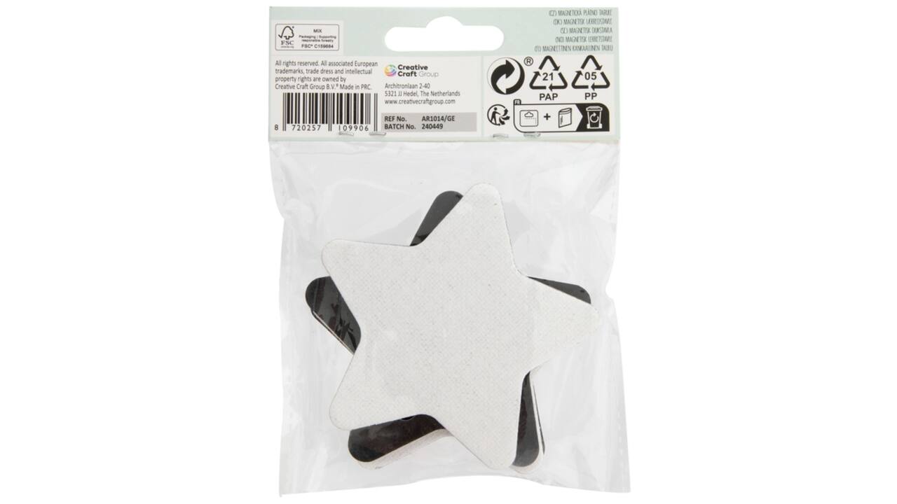 Canvas Nassau fine art ster en bloem 7,5cm magnetisch 4 stuks