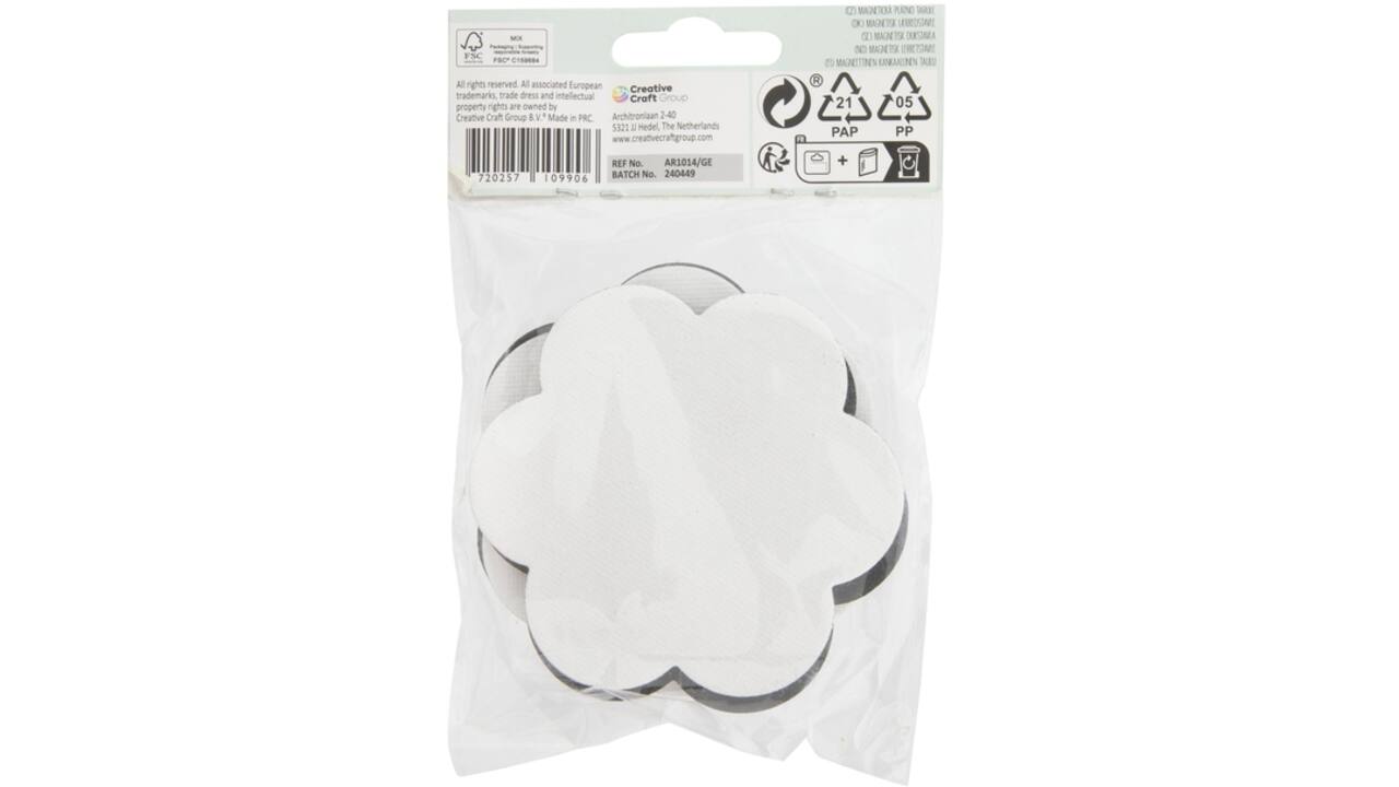 Canvas Nassau fine art ster en bloem 7,5cm magnetisch 4 stuks